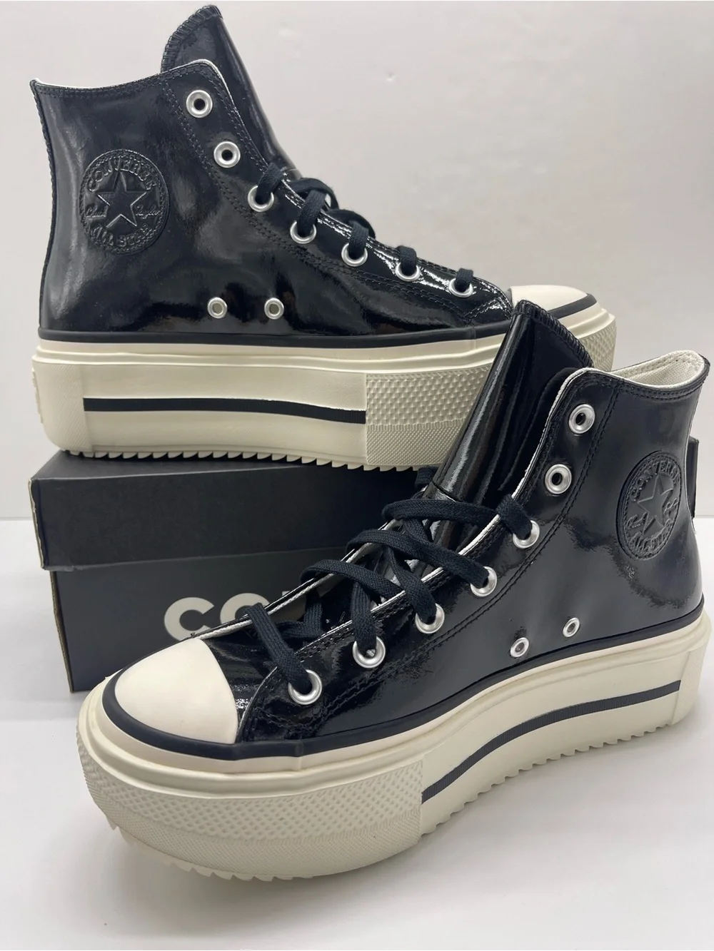 Converse A12977C CTAS LIFT DOUBLE STACK Hi Black/Egret/Black Platform Sneakers